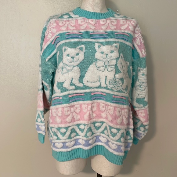 Vintage | Sweaters | Rare Vintage Kitty Cat Sweater | Poshmark